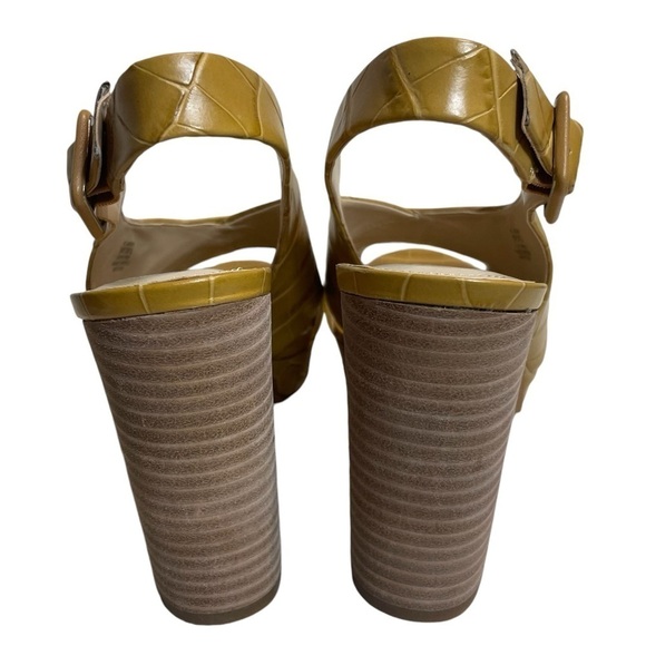Vince Camuto Javasan Heel Sandals Mustard Yellow Embossed Leather Croc size 8 - Picture 5 of 8